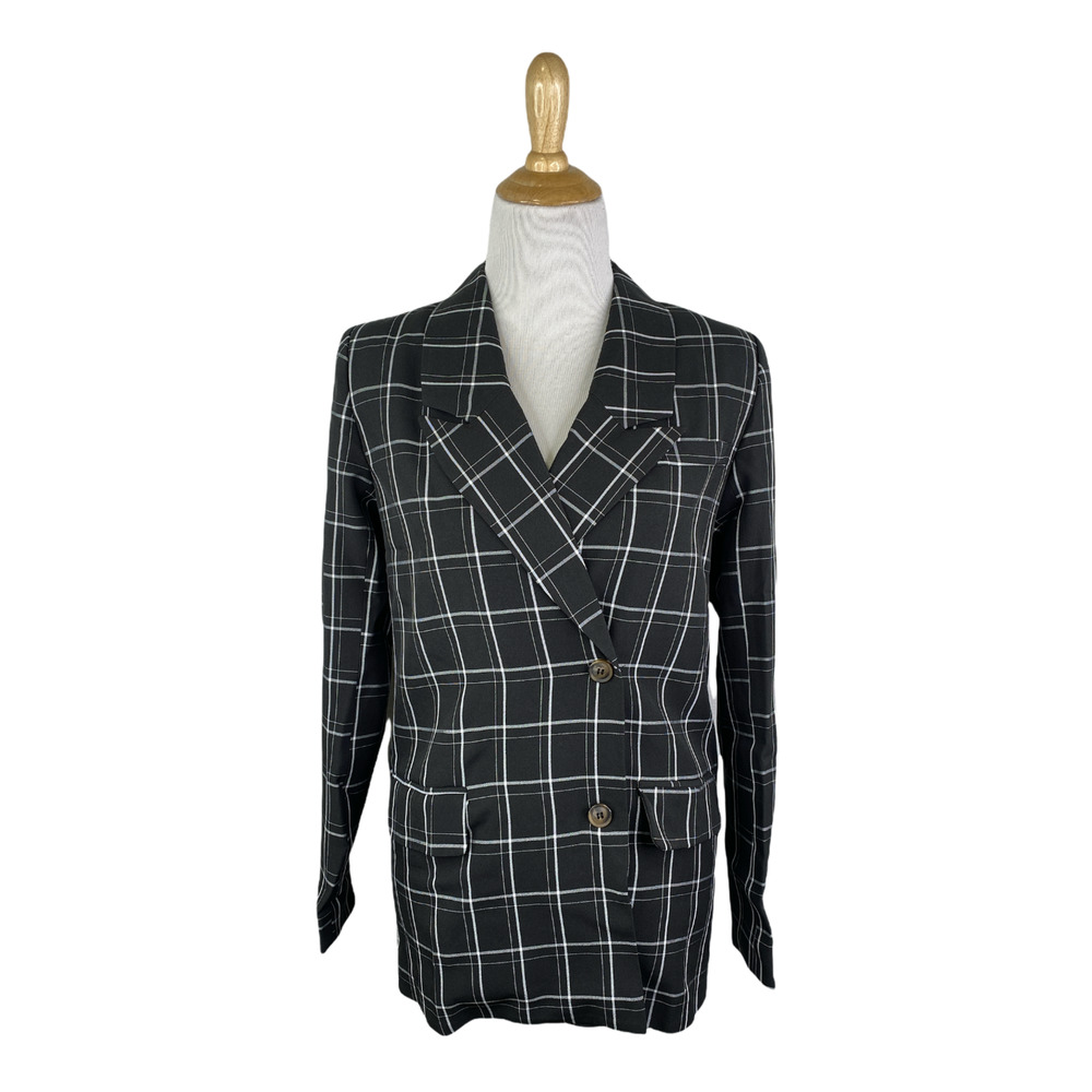 NEW Unique21 Check-Print Boxy Blazer Size 2